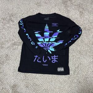 Black and Purple Graphic Long Sleeve Shirt